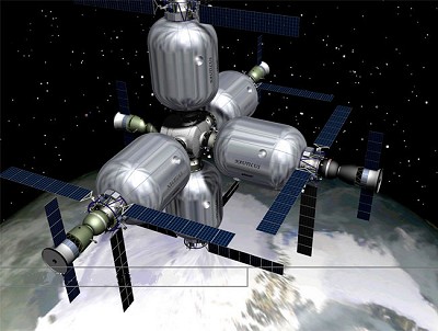 An orbiting Bigelow Aerospace facility