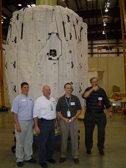 Genesis mockup with Bigelow managers and Jim Oberg (far right)